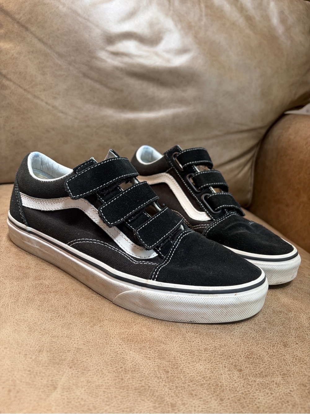 Vans Black and White Velcro Skate Shoes